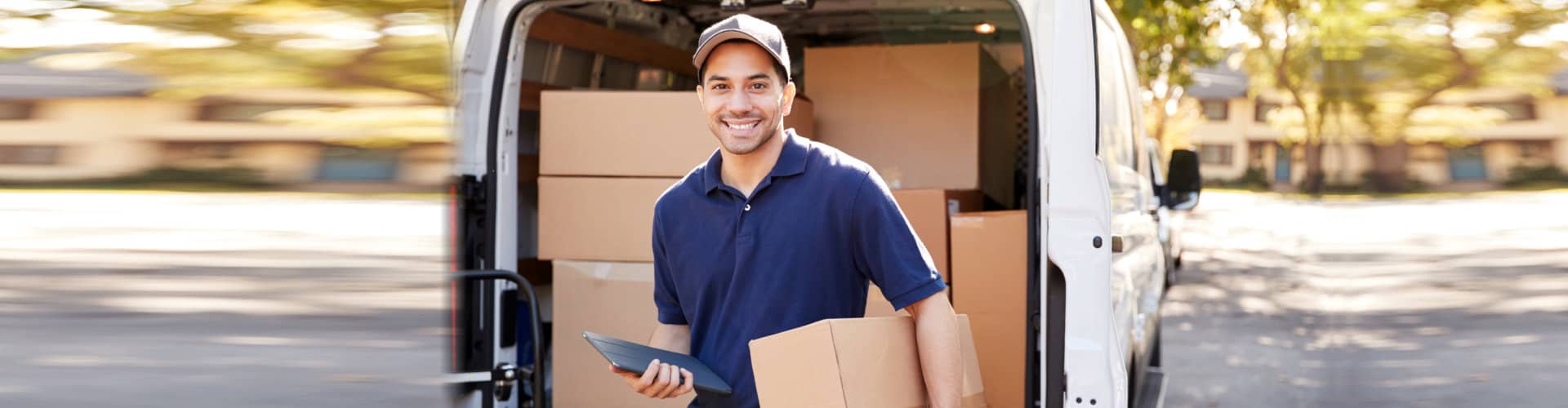 delivery man collecting package